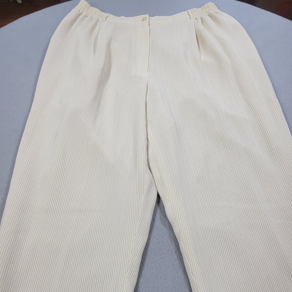 Elisabeth Liz Claiborne Pleated Dress Pants Womens 20 Ivory Striped Straight Leg